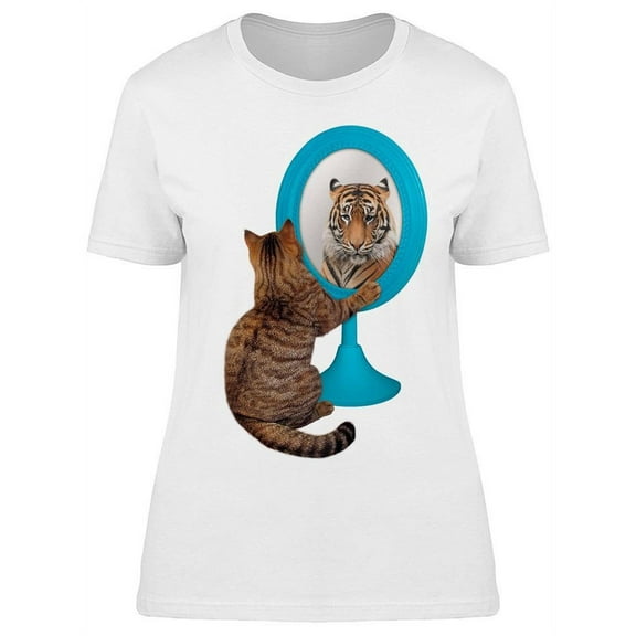 Kitty With Tiger Reflection T-Shirt Women -Image by Shutterstock, Female Small