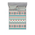 thumbnail image 2 of Tribal Bedding Set with Sheet & Covers, Vintage Design Native Style Geometric Triangles Print, Printed Bedroom Decor 2 Shams, 4 Sizes, Cream Aqua and Peach, by Ambesonne, 2 of 3