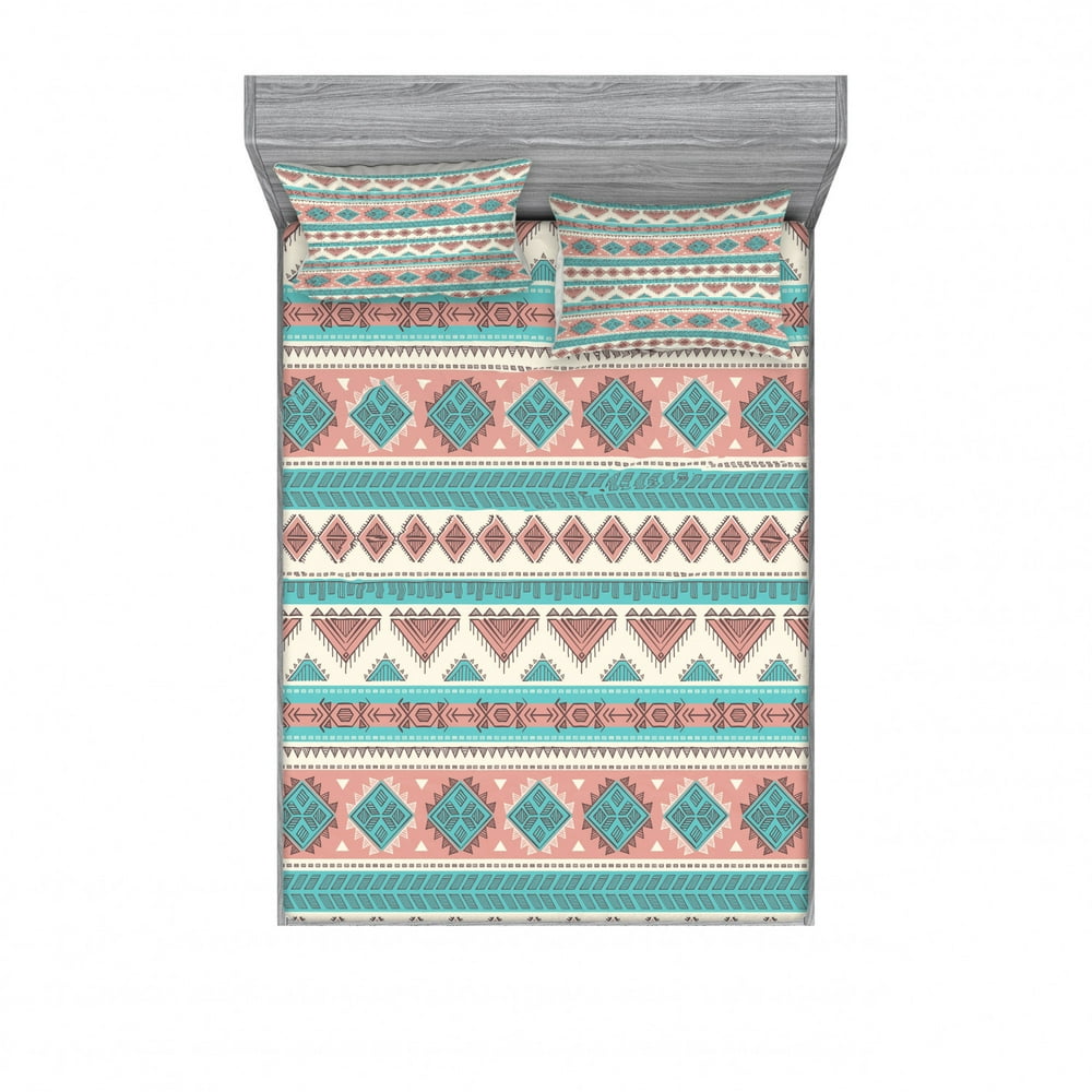 Tribal Bedding Set with Sheet & Covers, Vintage Design Native Style