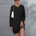 thumbnail image 2 of Fesfesfes Women Dress Leisure Comfortable Solid Color Round-Neck Long Sleeves Dress, 2 of 6