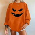 thumbnail image 2 of NMMUED Women Halloween Sweatshirts, Black Cat Halloween Sweatshirt, Pullover Sweatshirts for Women, Crewneck Sweatshirts Women, Fall Clothes, Halloween Pumpkin Sweatshirt, Orange L, 2 of 6