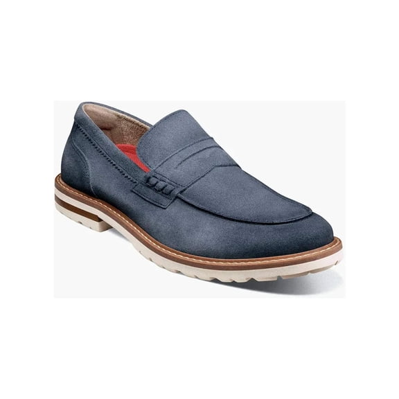 Stacy Adams Hopkins Moc Toe Penny Slip-On Shoes Navy Suede 25708-415