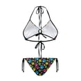 thumbnail image 2 of Chririnla Women's Colorful Paw Print Halter Bikini Set - Two Piece Triangle Swimsuit with Tie Side - Quick Dry, Sexy Beach Vacation Swimwear for Pool & Tropical Getaways, 2 of 9