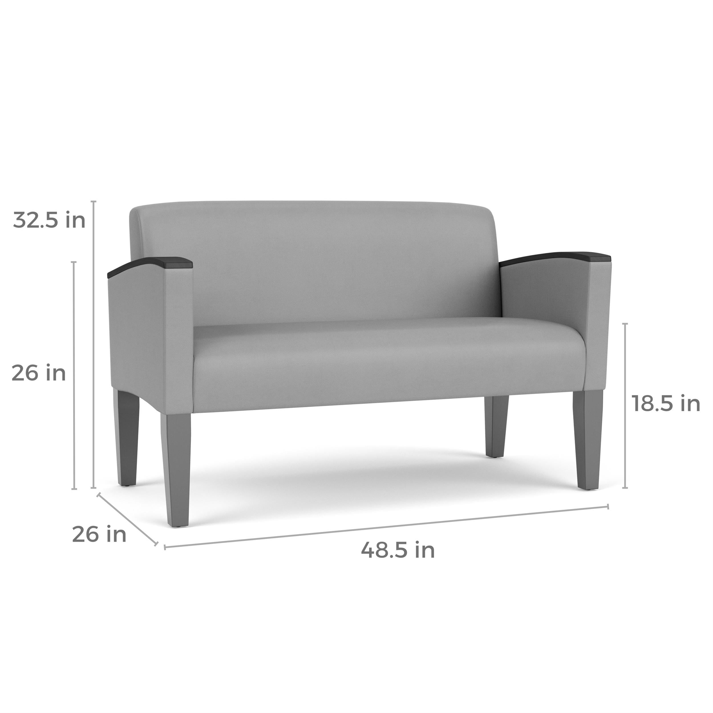 Belmont Lounge Lobby Reception Waiting Loveseat / Black Steel Legs / Navy Blue
