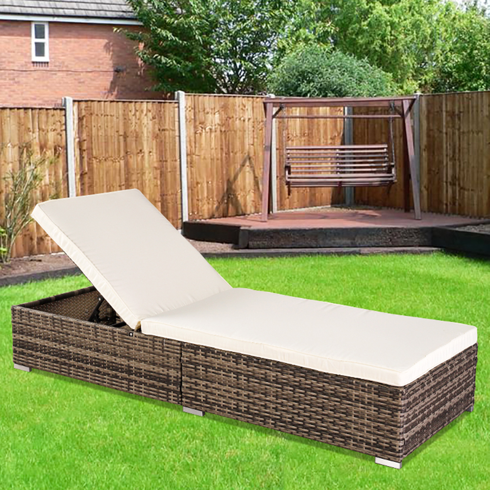 Patio Chaise Lounge Chair, Rattan Wicker Chaise Lounge, All-Weather Sun Chaise Lounge Furniture, Pool Furniture Foldable Sunbed with Removable Cushion and Bolster Pillow - image 2 of 9