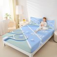 thumbnail image 4 of Feelyou Sports Lover Teens Bed Sheets, Eat Sleep Tennis Repeat King Sheets, Kawaii Blue Cartoon Sheet Set, Lightweight Room Decor, 4pcs, 4 of 7