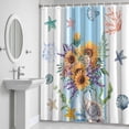 thumbnail image 6 of Summer Sunflower Bathroom Shower Curtain, Watercolor Ocean Starfish Coral Waterproof Washable Soft Bath Curtain for Bathtub Decor with 12 Hooks&Grommet, 72x72 Inch, 6 of 9