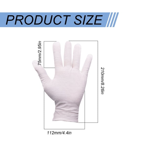 5 Pairs Cotton Gloves for Dry Hands Sleeping,Breathable Work Glove,Cut Resistant Work Gloves for Women and Men, Stretchable Cotton Glove for Coin Jewelry Inspection, Art(White)