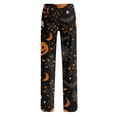 thumbnail image 5 of Zydvens Women Halloween Pajama Pants Wide Leg Lounge Wear with Pockets Soft Elastic Waist Drawstring Sleepwear Bottoms Spooky Orange Ghost Doodle Print Costume Cosplay S-3XL, 5 of 7