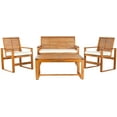 thumbnail image 6 of SAFAVIEH Ozark Outdoor Patio 4 Piece Conversation Set, Natural, 6 of 7