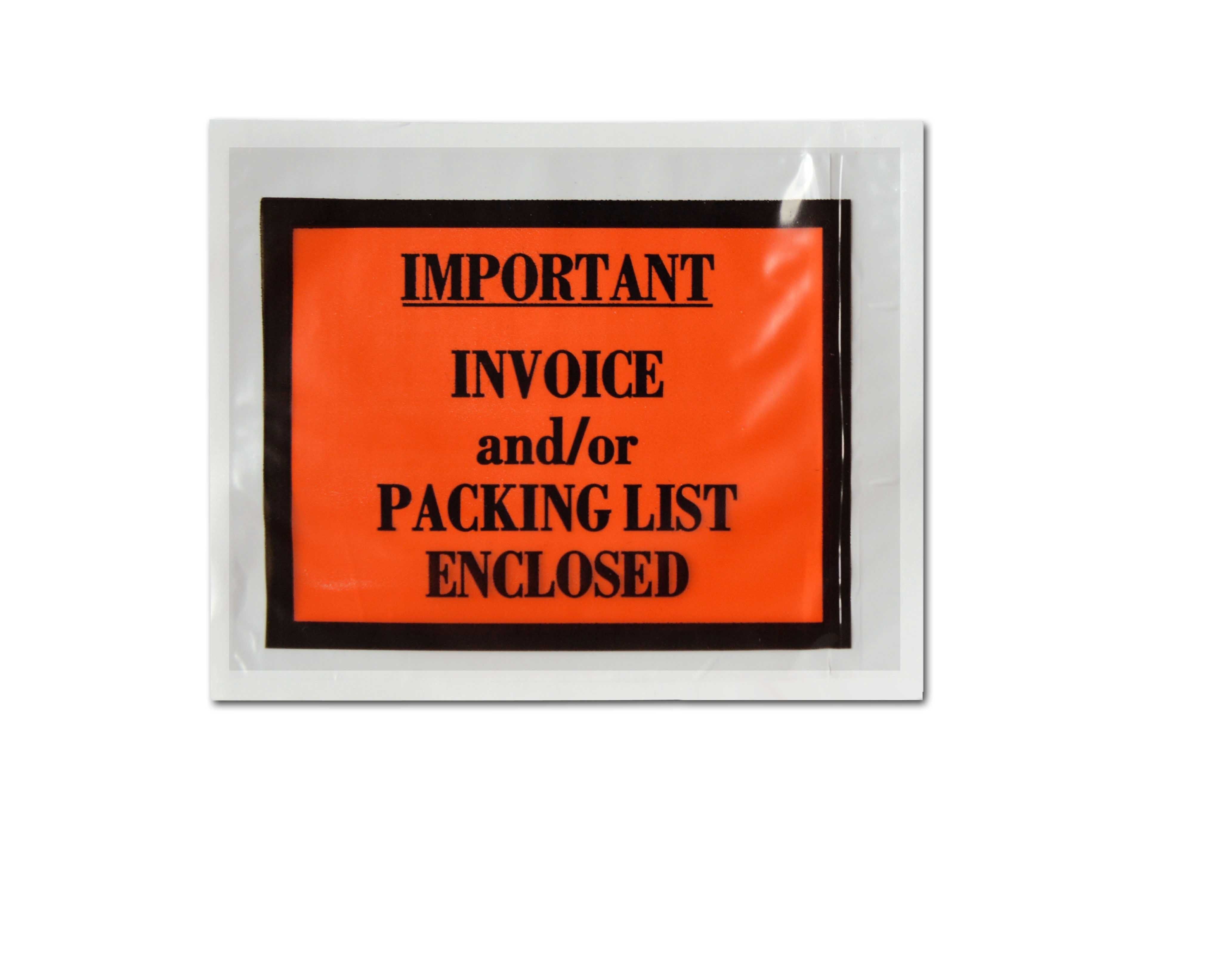 4.5" x 5.5" Invoice Enclosed Packing List Envelopes Full Face 1000/Case 