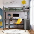 thumbnail image 2 of Twin Loft Bed with Desk & Shelves - Gray, Wooden, Space-Saving Design, 79"x41.8", Perfect for Bedrooms, Study Area, Solid Pine Wood Frame, 2 of 22