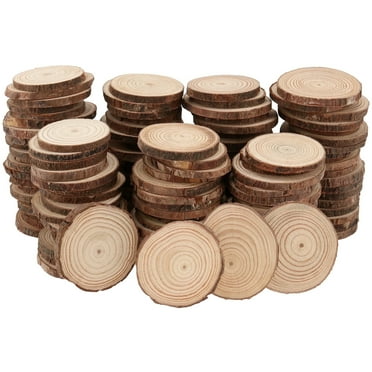 SEUNMUK 80 Pcs 3.5-4 inch Natural Wood Slices, Unfinished Wooden Craft Craft Kit, Log Discs for DIY Craft, Painting