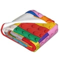 thumbnail image 2 of Bixox Fleece Blanket Colorful Plastic Blocks Pattern Pattern Super Soft Double-Sided Microfiber Flannel Blanket for Sofa, Bed, Couch,Suitable for All Seasons -, 2 of 5