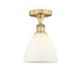 thumbnail image 3 of Innovations Lighting  Edison Bristol Glass - 1 Light 8" Semi-Flush Mount Brushed Brass/Matte White, 3 of 5