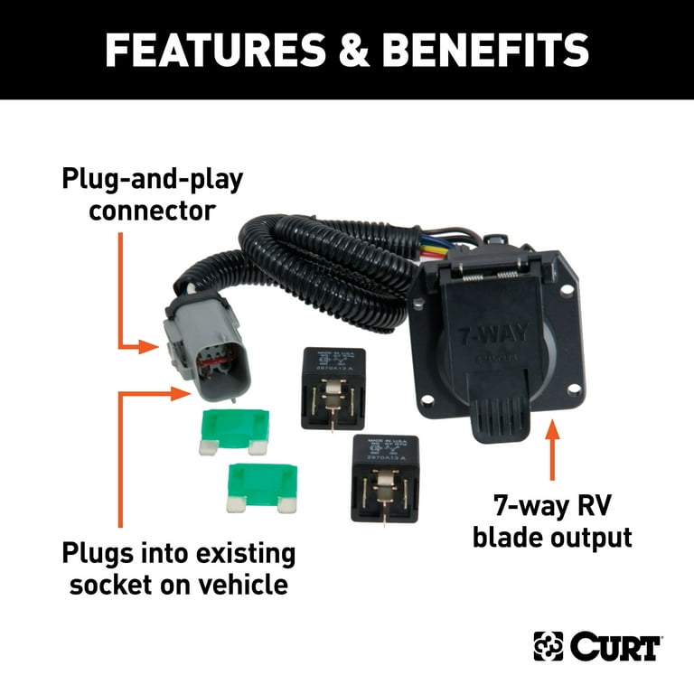 CURT 55243 Vehicle-Side Custom RV Blade 7-Pin Trailer Wiring