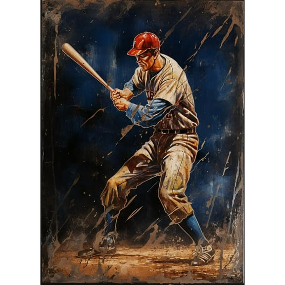 Baseball Player 5D Diamond Art DIY Paint with Full Drill Round Diamond Gems Painting by Number Kits for Adults Art Craft Home Wall Decor 11.8x15.8in