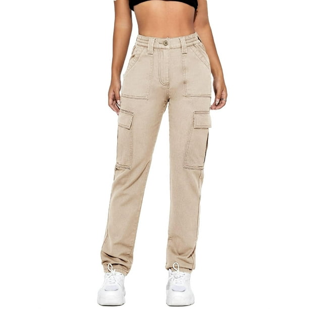 Plain Tapered/Carrot Khaki Women's Jeans (Women's)