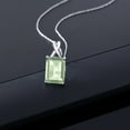 thumbnail image 3 of Gem Stone King 10K White Gold Green Prasiolite Pendant Necklace for Women (6.60 Cttw, Gemstone Birthstone, Emerald Cut 14x10MM, with 18 inch Chain), 3 of 5