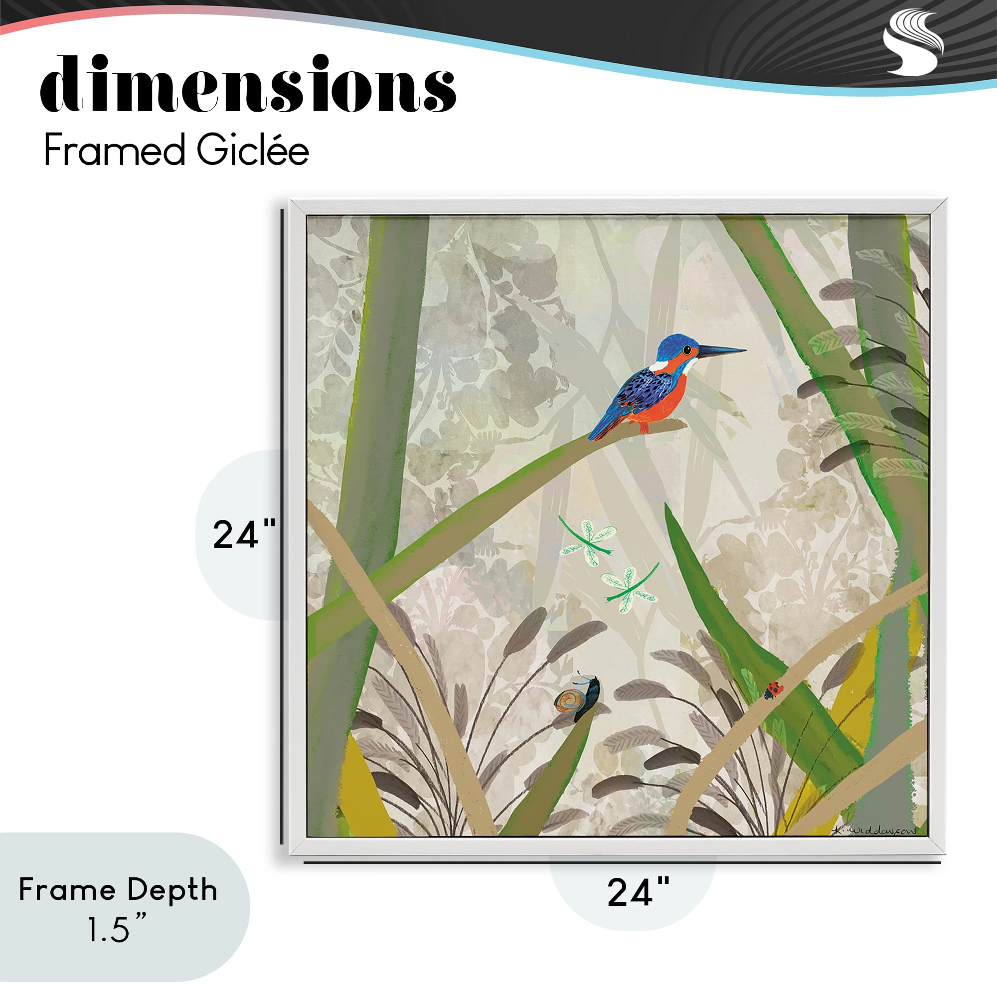 Stupell Industries Kingfisher Among Branches White Framed Giclee Art, design by Kay Widdowson