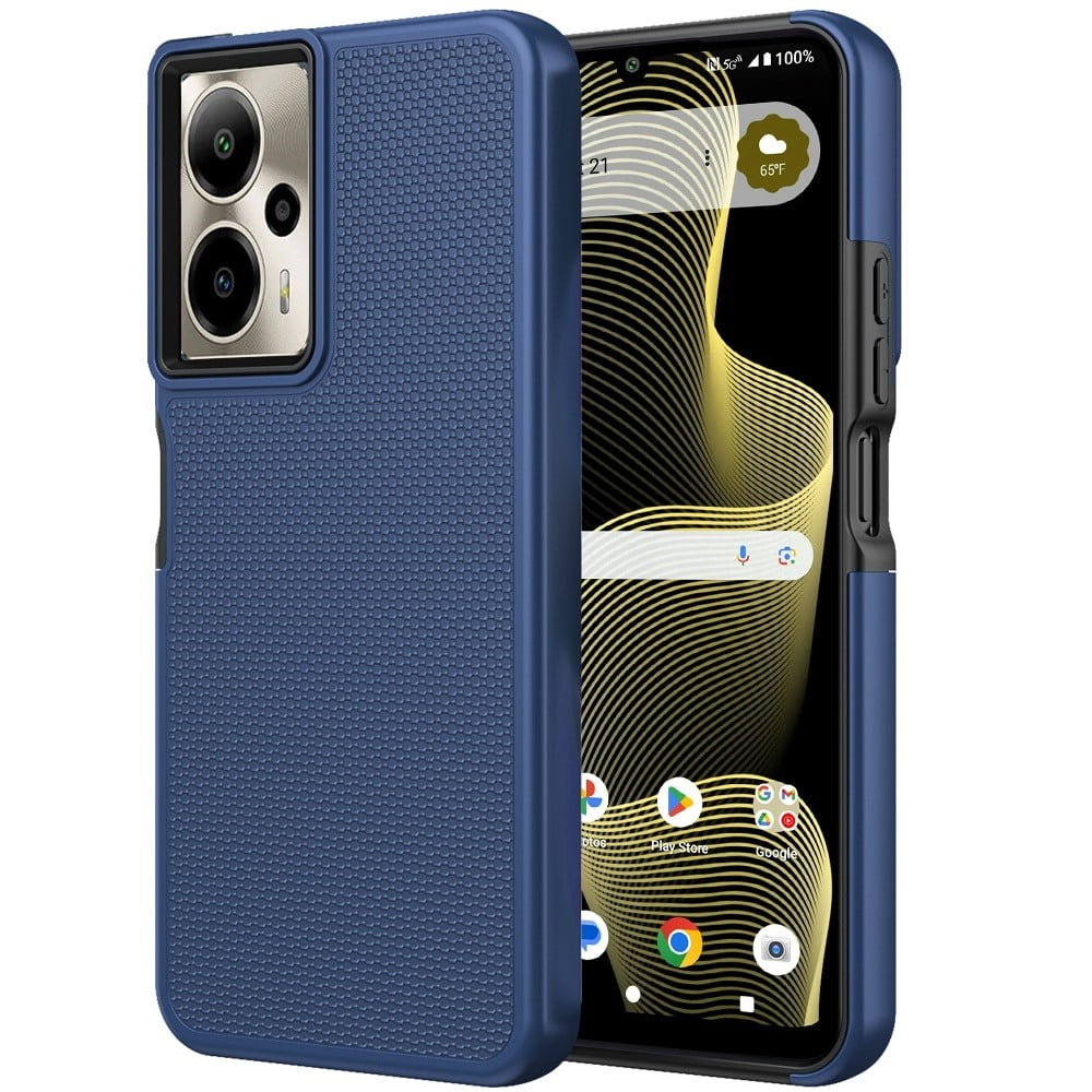 Xpression Phone Case For AT&T Motivate Pro 5G Dual Layer Heavy-Duty Hybrid Rugged Case Rugged Texturized TPU & PC Shockproof Silicone Military Grade Cover, Black