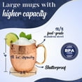 thumbnail image 4 of Kitchen Science Moscow Mule Mugs, Stainless Steel Lined Copper Moscow Mule Cups Set of 8 (18oz) | Stainless Steel Mug w/New Thumb Rest | Tarnish-Resistant Steel Interior (3 - Set of 8), 4 of 6