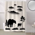 thumbnail image 5 of Fabric Shower Curtain, Black Bears Silhouettes Smoky Mountain Wildlife Animal Linen Bathroom Curtain with 12 Hooks Waterproof No Bad Odor Machine Washable Bath Curtains for Bathroom, Spa Room, Background Cloth, 66"x72", 5 of 6