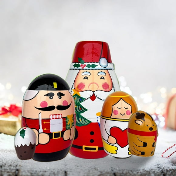 RKSTN Festival Nesting Dolls Christmas Compositional Russian Nesting Dolls Wooden Handicrafts Crafts Toys Wholesale Souvenirs Set Essential for Festivals