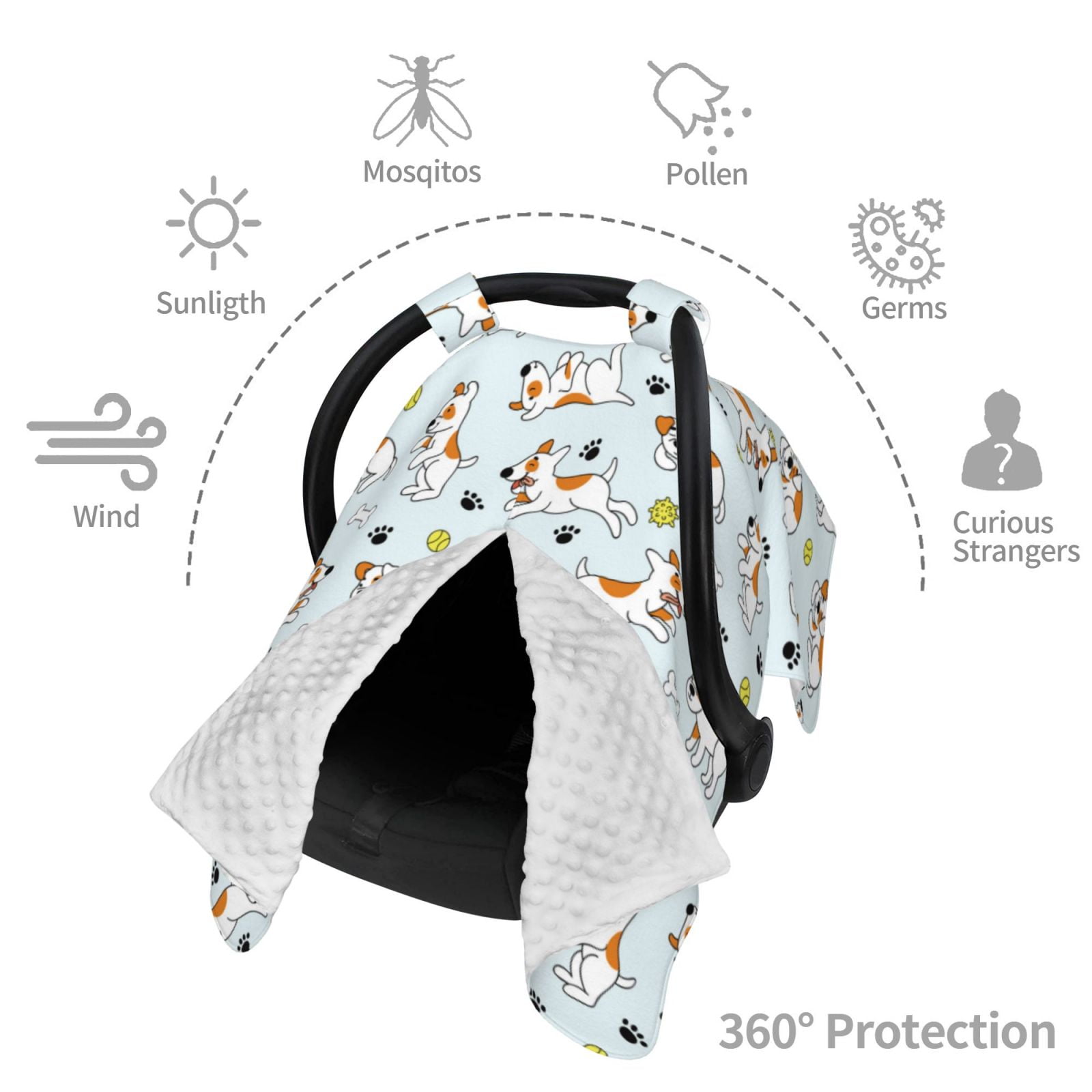 Car Seat Cover Baby - Cute Dog Puppy ball Breathable Infant Car Seat Cover for Baby Carseat, Lightweight Comfort Baby Essentials Must Haves Newborn Stuff for Girl Boy