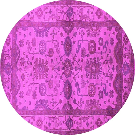 Ahgly Company Indoor Round Oriental Pink Traditional Area Rugs, 6' Round