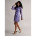 thumbnail image 2 of Zaccai Women's Purple Georgette Geometric Button Down Dress, 2 of 5