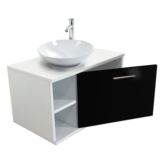 Gabinete Baño Moderno Monomando Contra Lavabo Ovalin Laminado ensamblado Negro