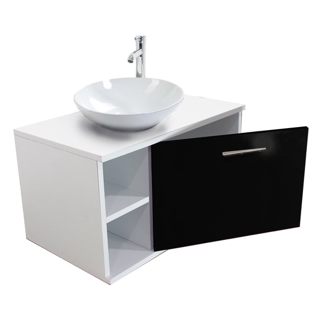 Gabinete Baño Moderno Monomando Contra Lavabo Ovalin Laminado ensamblado Negro