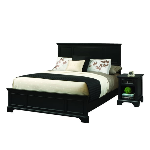 Homestyles Bedford Black Wood Queen Bed and Nightstand - Walmart.com