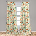 thumbnail image 5 of Ambesonne Animal Curtains, Wild Fox Wolf Flower, Pair of 28"x63", Orange Green and Blue, 5 of 5