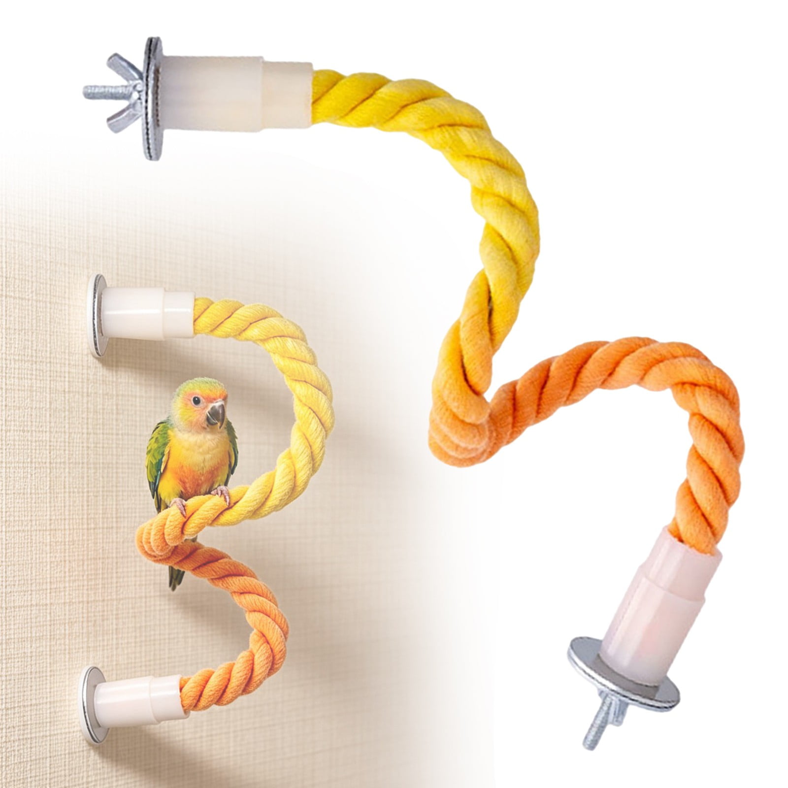 HonestMatter Bird Climbing Rope Toy, Parrot Swing Perch for Cage, Bendable Play Gym for Budgies Cockatiels Lovebirds, Orange