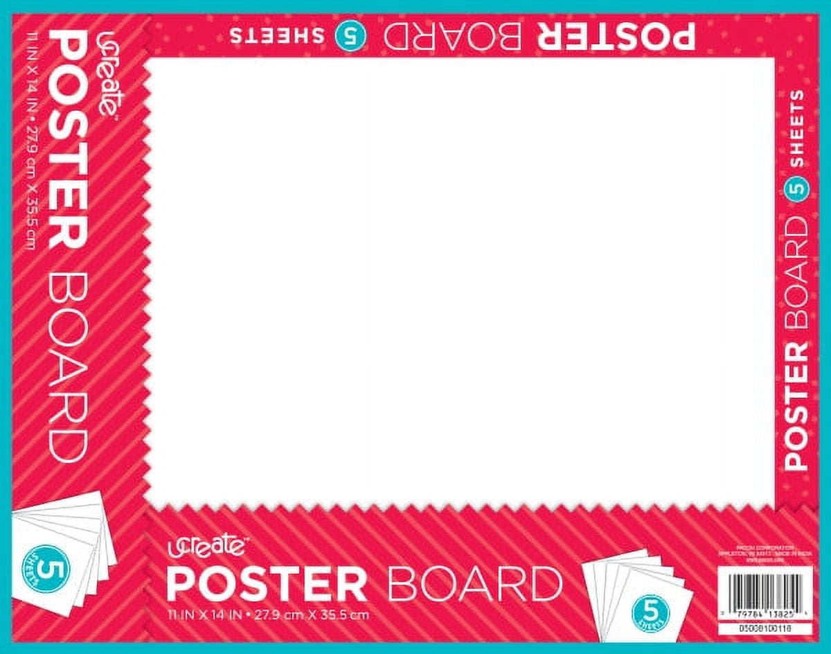 Ucreate Poster Display Boards, White, 11" x 14", 5 Sheets