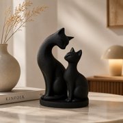 Optima 2 Pieces Cat Figurines Cat Couple Statue Novelty Minimalist Sculptures for Hotel