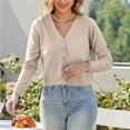 thumbnail image 2 of Cardigans for Women Lightweight Long Sleeve V Neck Open Front Thin Knit Sweater Outerwear Casual Spring Fall Button Down Beige M, 2 of 6