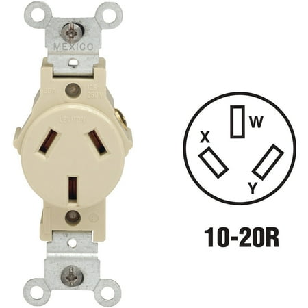 Leviton 20A Duplex Receptacle in Ivory — UL Listed for US Residential Electrical Code Compliance, Drop-in NEC-Standard Wiring