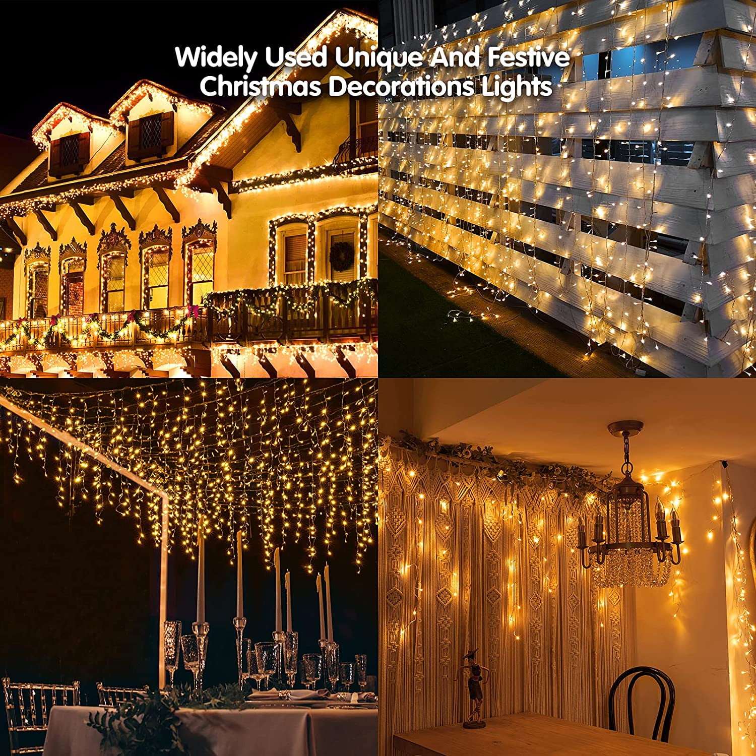 1pc Led Icicle String Light With Remote Control, Indoor & Outdoor Use For  Christmas, New Year, Wedding, Party, Garden, Roof, Porch, Corridor  Decoration Lighting