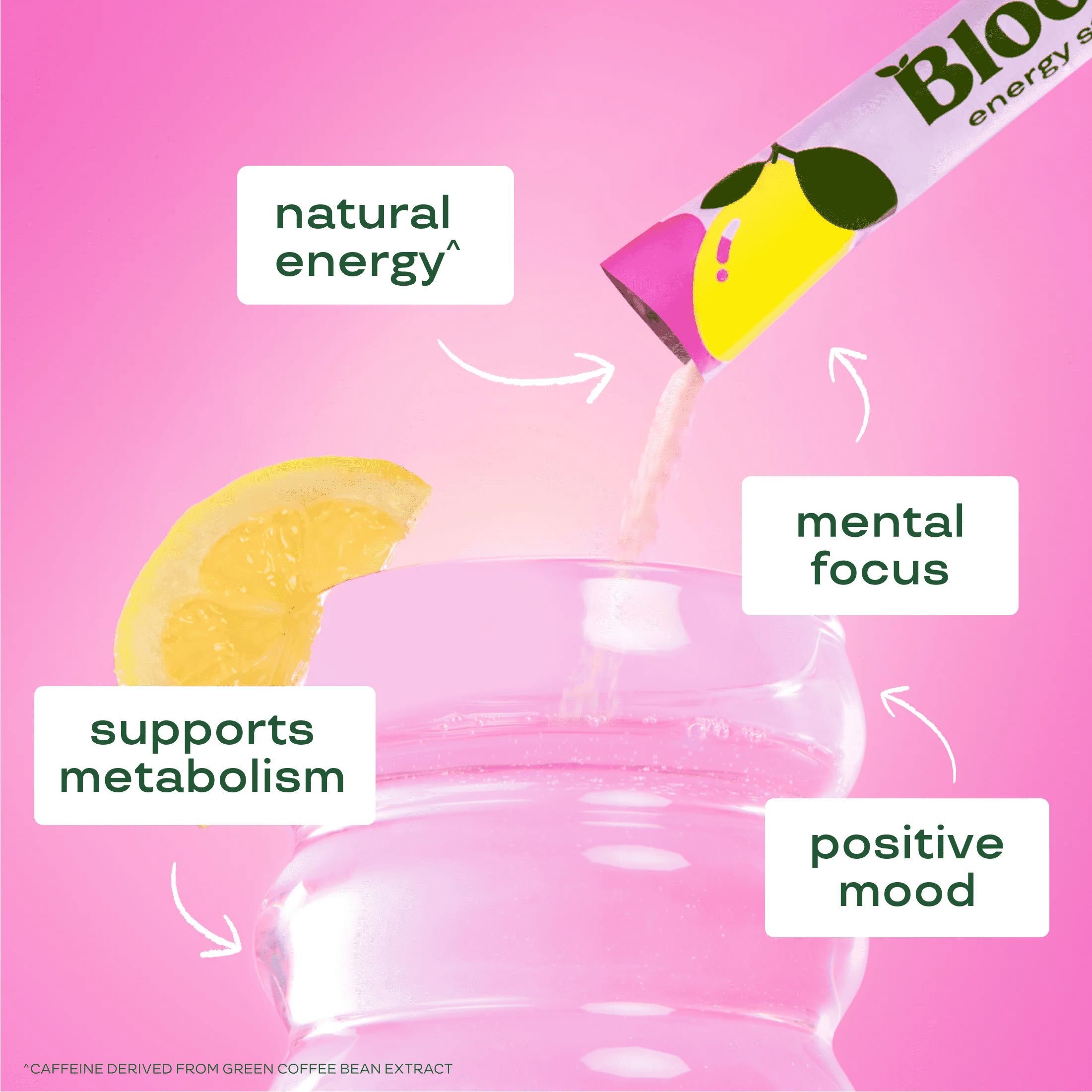 Bloom Nutrition Energy Powder Drink Mix, Sugar Free, Raspberry Lemon, 10 Count