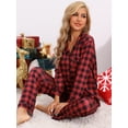 thumbnail image 3 of Inspire Chic Navidad Cuadros de Manga Larga con Pantalones Ropa de Casa Pijamas Conjuntos de Pijamas Familiares [Mujeres] XL Rojo, 3 of 5