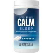 Natural Vitality CALM, Sleep Aid Capsules with Magnesium Glycinate, Melatonin and L-Theanine, 60 count