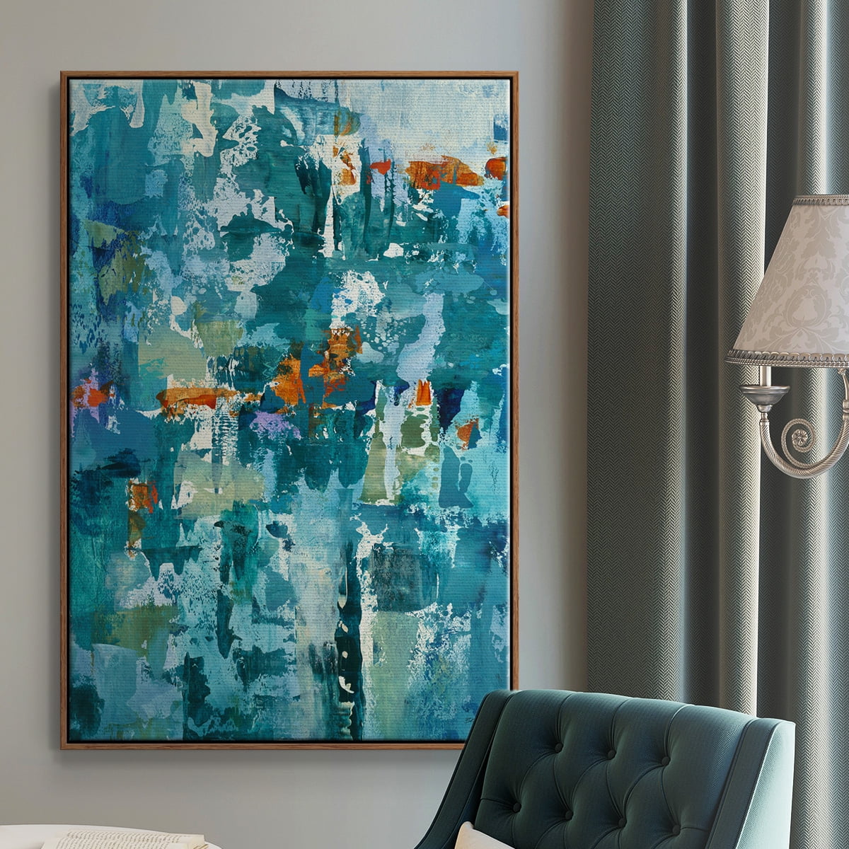 Reticent I Framed Premium Gallery Wrapped Canvas - Ready to Hang - 25 x 37 - Walnut Floating Frame