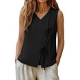 thumbnail image 6 of Outfmvch Vest Tops for Women Sleeveless Shirts Cotton Linen Button Down Vest for Women V Neck Linen Tops for Women Ladies Linen Vest Sleeveless Vest Women'S Vest Black M, 6 of 7