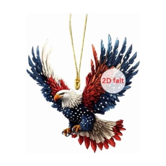Patriotic Bald Eagle Hanging Ornament Acrylic 2D Flat American Flag Eagles Decoration Pendant 4th of July Tree Hanging Decor for Memorial Day Independence Day Party Xmas