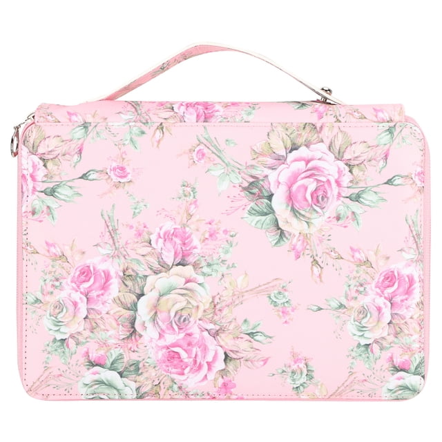 Estuche para lápices con 200 ranuras, estampado de rosas, soporte para bolígrafo con cremallera de 4 capas, bolsillo de almacenamiento de papelería
