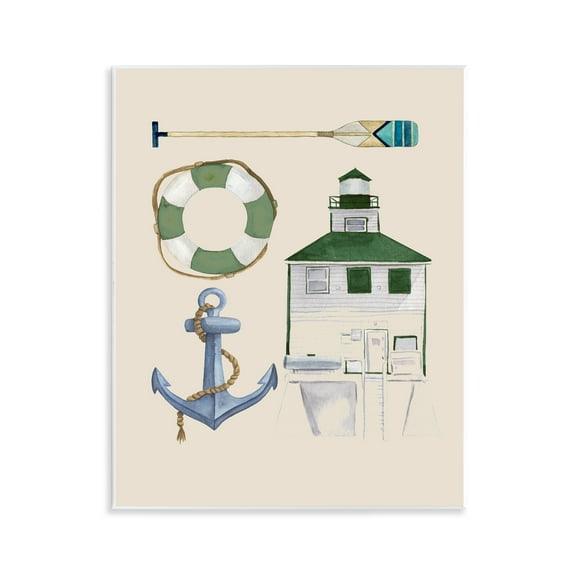 Stupell Industries Boating & Lake Gear Nautical & Beach Painting Unframed Art Print Wall Art, 11 x 14