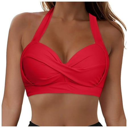 Gibobby Women s Full Coverage Sports Bra Bikini Top - No Wire and Moisture-Wicking Swimwear(Red L)